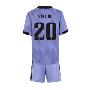 Real Madrid Vinicius Junior #20 kläder Barn 2022-23 Bortatröja Kortärmad (+ korta byxor)